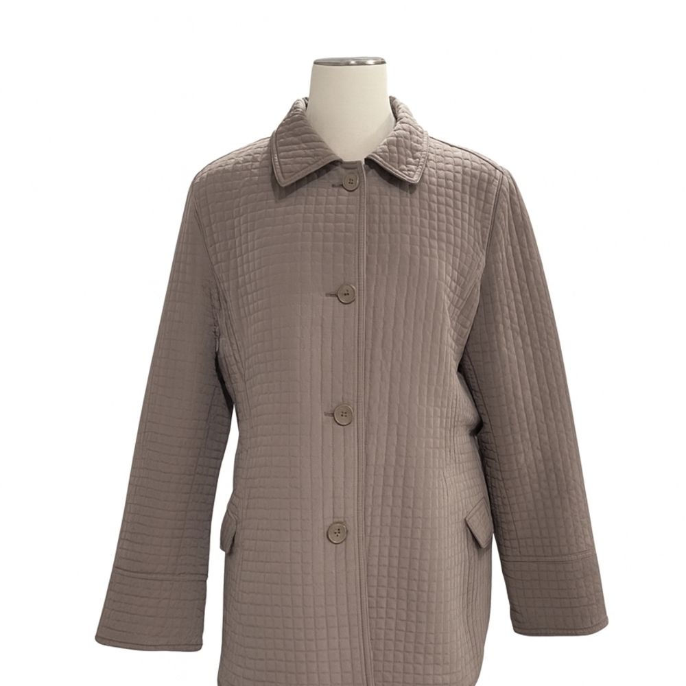 ESPRIT Quilted Jacket Women’s Small – Tan Khaki – Button Front – Retro Minimal Y